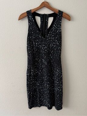 Tart Black Speckled V-Neck Sleeveless Dress, Size M
